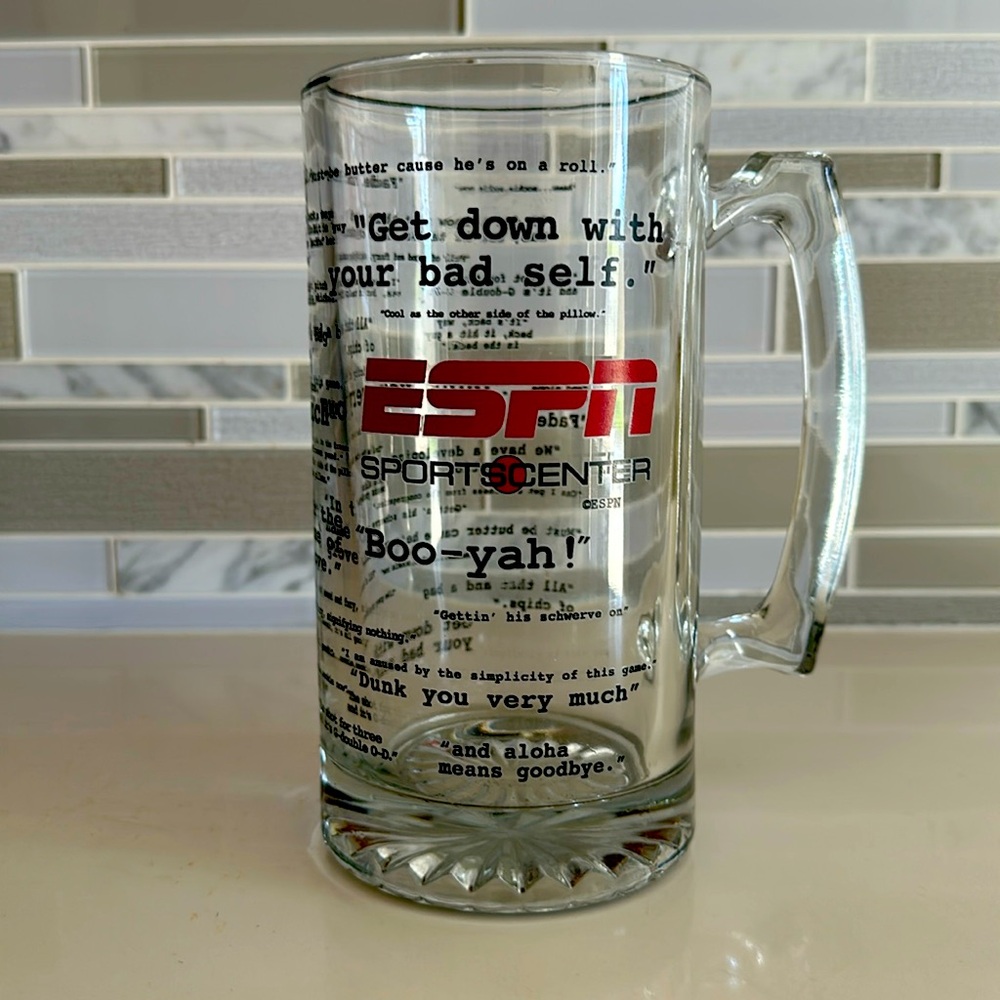 Extra large ESPN Sportcenter famous sayings glass beer 🍺 mug
